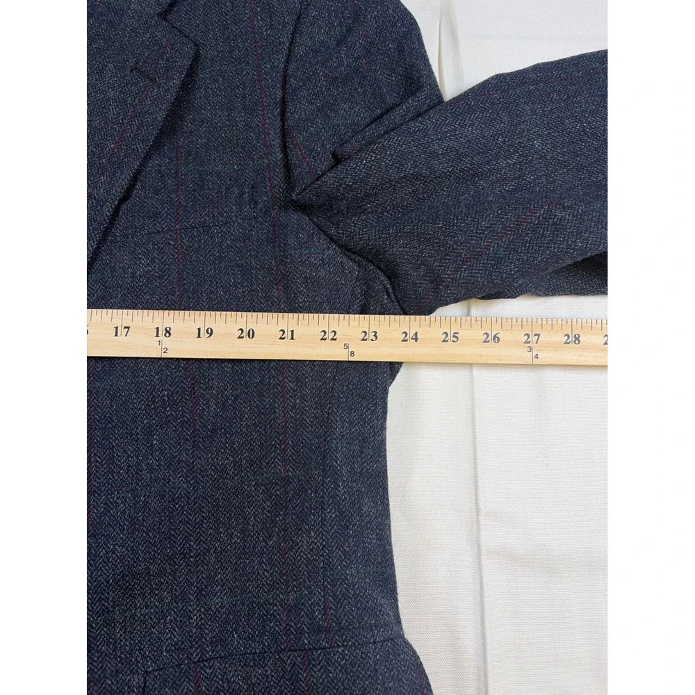 Vintage 80s Jos A Bank Executive Collection Wool Herringbone Blazer Gray 46R